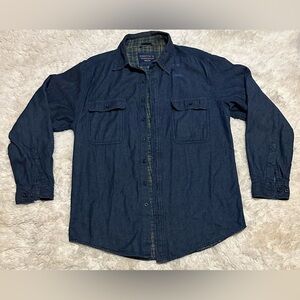 Smith’s Workwear Size Medium (Fits Like A Large) Blue Denim Shirt Shacket EUC